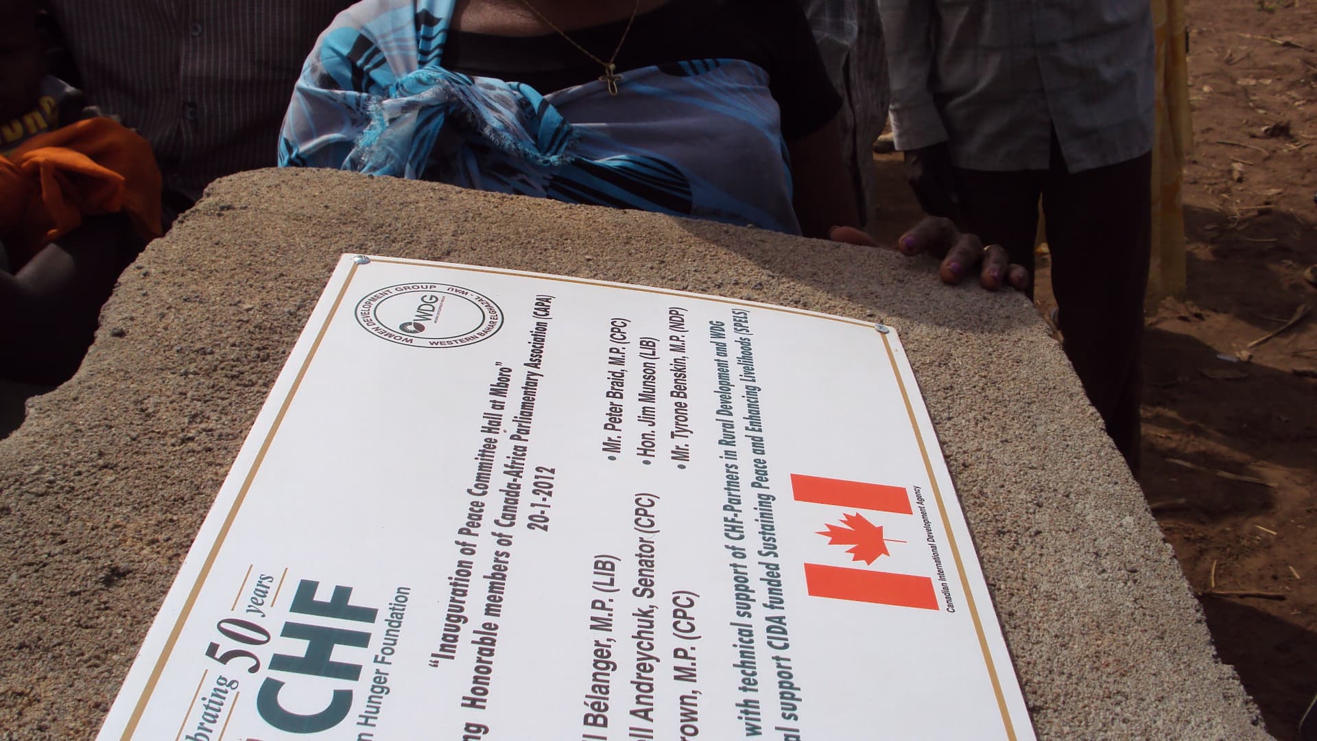 Commemorative plaque marking the inauguration of the Peace Committee Hall at Mboro